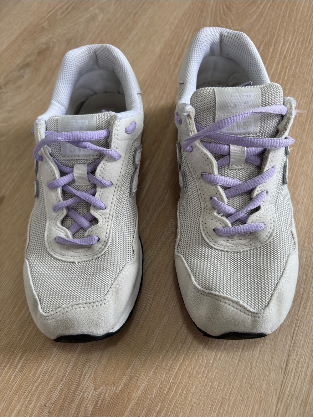New Balance Beige Sneakers with Lavender Laces